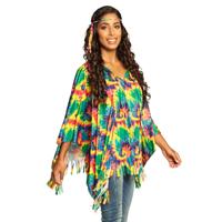 Hippie verkleed poncho - Tye Dye - one size - Jaren 60/flower power verkleedkleding