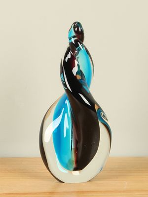 Glaskunst. Druppel met gedraaide punt, aqua 21 cm 2a002