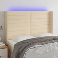 Hoofdbord LED 147x16x118/128 cm stof crèmekleurig