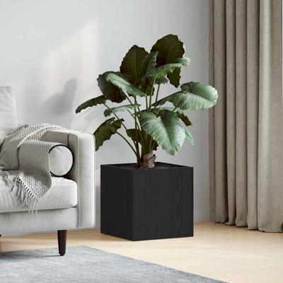 Bloempot Box Zwart eiken 40 x 40 x 40 cm Bewerkt hout