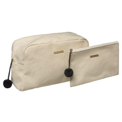 5Five Toilettas/make-up/opberg tasjes - 2x stuks - creme - reis/vakantie - make-up etui