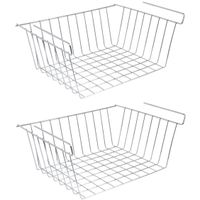 MSV Kastmandje - 2x - opberg/hang mandjes - rvs - zilver - 30 x 24 x 13.5 cm