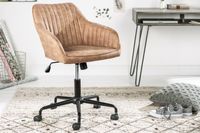 In hoogte verstelbare bureaustoel TURIN vintage taupe met armleuning draaistoel - 39348 - thumbnail
