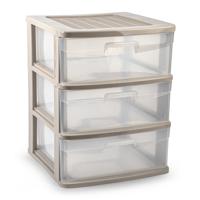 Ladeblok/bureau organizer - 3x lades - beige/transparant - L40 x B39 x H49.5 cm - kunststof