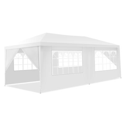 Tuinpaviljoen Feesttent met 4 Uitneembare Zijwanden Paviljoen Biertent UV-Bescherming Tuintent 3 x 6m Wit