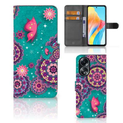 OPPO A58 4G Hoesje Cirkels en Vlinders OPPO A58 4G Hoesje Cirkels en Vlinders