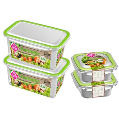 4x Voorraad/vershoudbakjes 0,25 en 2,5 liter transparant/groen