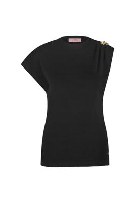 Fanny button top - black - 13344