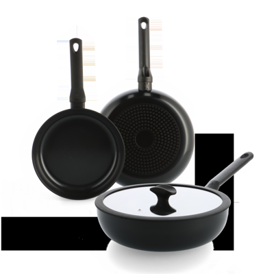 Enjoy 3-delig pannenset Zwart met wok