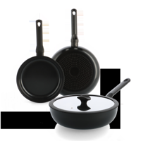 Enjoy 3-delig pannenset Zwart met wok