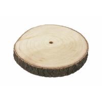 Kaarsenbord/decoratie dienblad - houten boomschijf - D26 x H3 cm - rond - tafeldecoratie schaal   -