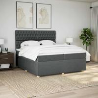 Boxspring met matras stof donkergrijs 200x200 cm