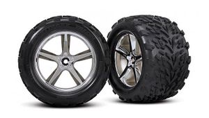 Tires & wheels, assembled, glued (gemini chrome wheels, talon tires, foam inserts) (2) (also fits maxx series)