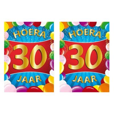 Verjaardag deurposter - 2x - 30 jaar - multi - 59 x 84 cm - leeftijd feestartikelen