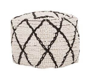 MUST Living Poef 'Princess' 40cm, kleur Wit / Zwart
