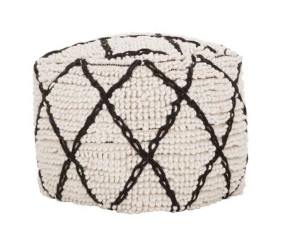 MUST Living Poef 'Princess' 40cm, kleur Wit / Zwart