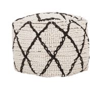 MUST Living Poef 'Princess' 40cm, kleur Wit / Zwart
