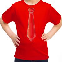 Verkleed t-shirt voor kinderen - stropdas - rood - meisje - carnaval/themafeest kostuum - thumbnail