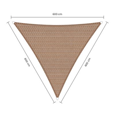 Sunfighter schaduwdoek driehoek zand 6x6x6m.