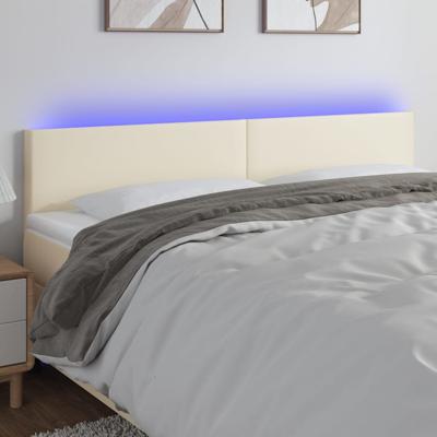 Hoofdbord LED 180x5x78/88 cm kunstleer crèmekleurig