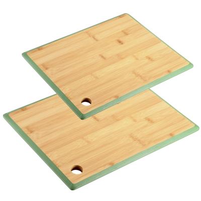 Keuken voedsel bereiden snijplanken voordeelset - 40 x 30 en 27 x 19 cm - bamboe hout - rand blauw