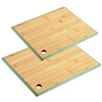 Keuken voedsel bereiden snijplanken voordeelset - 40 x 30 en 27 x 19 cm - bamboe hout - rand blauw