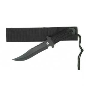 Survival mes zwart - 27 cm - inclusief nylon beschermhoes