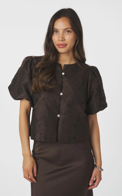 Neo Noir Blouse Aisa Brocade | Dark Brown