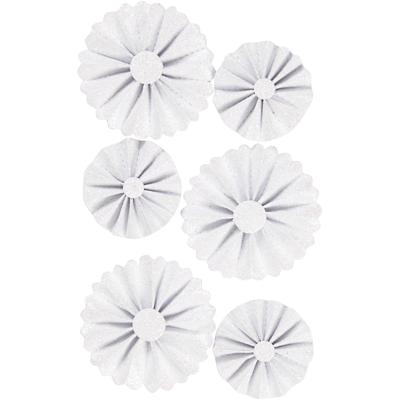 Vivi Gade Rosettes, d 35+50 mm, wit glitter, 6 stuk/ 1 doos