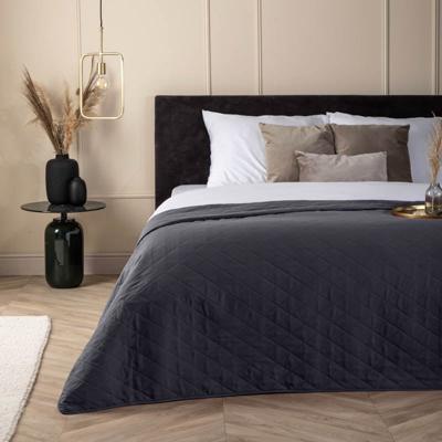 Bedsprei Ultrasonic Ruit Antraciet Patroon 180x260 Cm Anti Allergie Fresh And Co - Dekbed-Discounter.nl