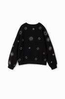 Sweatshirt met geometrische borduursels - BLACK - S