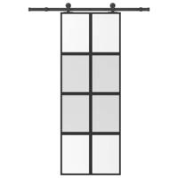 Schuifdeur met beslag 76x205 cm gehard glas en aluminium