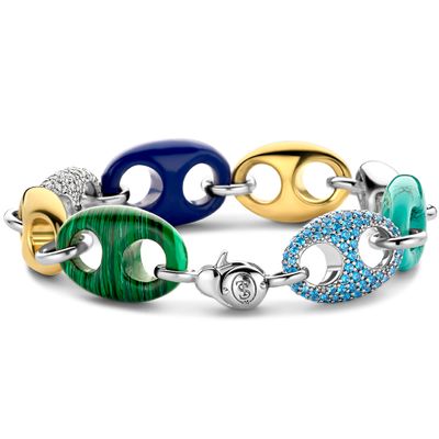 TI SENTO-Milano 2988TQ Armband Koffiebooncharm zilver meerkleurig