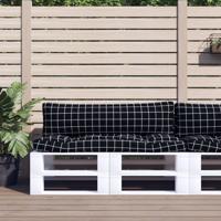 Palletkussens 2 st ruitpatroon oxford stof zwart - thumbnail