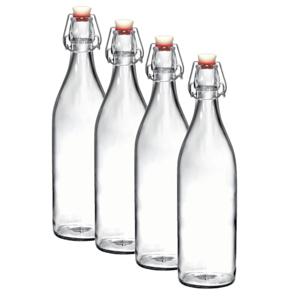 Beugelfles/weckfles transparant 1 liter rond - 6x - weckfles - karaf - waterfles