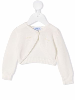 Siola cardigan en maille à broderies - Blanc