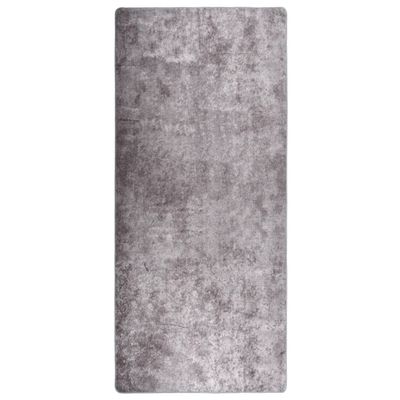 VidaXL Vloerkleed wasbaar anti-slip 80x300 cm grijs