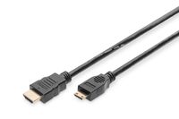Digitus AK-330106-030-S HDMI-kabel HDMI Aansluitkabel HDMI-A-stekker, HDMI-mini-C-stekker 3.00 m Zwart Vergulde steekcontacten