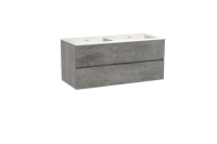 Storke Edge zwevend badmeubel 120 x 52 cm beton donkergrijs met Mata dubbele wastafel in solid surface