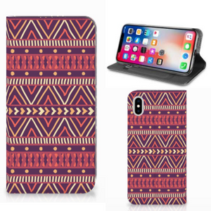 Apple iPhone Xs Max Hoesje met Magneet Aztec Paars