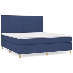 vidaXL Boxspring met matras stof blauw 160x200 cm