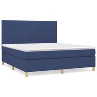 vidaXL Boxspring met matras stof blauw 160x200 cm