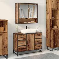 Badkamertenk te kast Oud hout 80 x 33 x 60 cm Bewerkt hout Badkamertenk te kast Oud hout 80 x 33 x 60 cm Bewerkt hout
