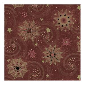 Daisy kerst thema servetten - 20x st - bordeaux rood - 33 x 33 cm - sterren/sneeuwvlokken