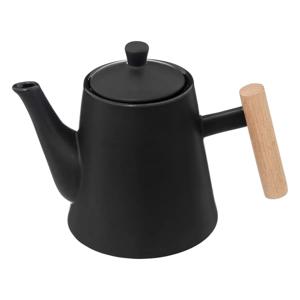 Secret de Gourmet Theepot Ceylon - 1000 ml - keramiek/hout - zwart - met theezeef