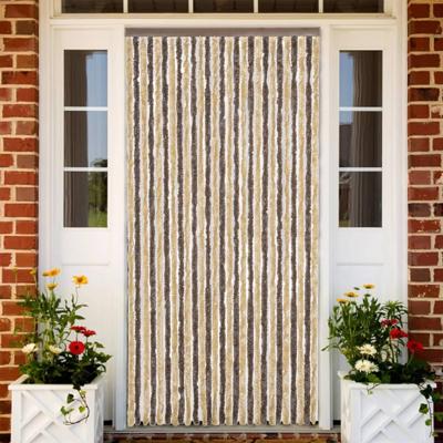 VidaXL Vliegengordijn 118x220 cm chenille donkerbruin en beige
