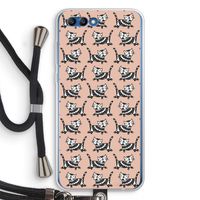 Zwarte poes: Honor 10 Transparant Hoesje met koord