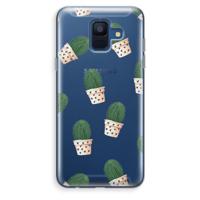 Cactusprint roze: Samsung Galaxy A6 (2018) Transparant Hoesje - thumbnail