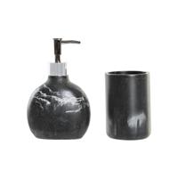Badset DKD Home Decor Zwart Hars Plastic 11 x 6 x 17 cm 2 Onderdelen - thumbnail
