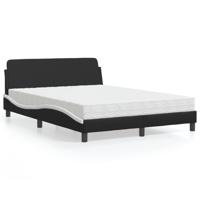 Bed met matras "Dover" kunstleer zwart en wit 140x190 cm